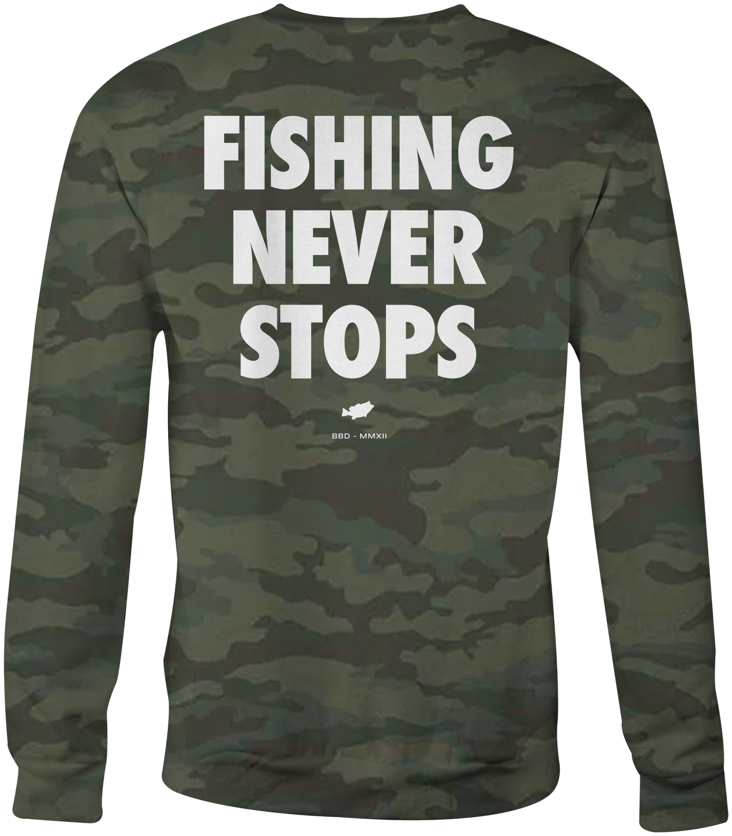 Fishing Never Stops Crew Neck