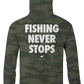 Fishing Never Stops Zip Up Hoodie