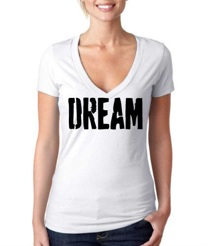 DREAM Ladies V Neck Graphic Tee