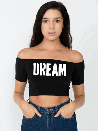 Off Shoulder DREAM Graphic Ladies Top