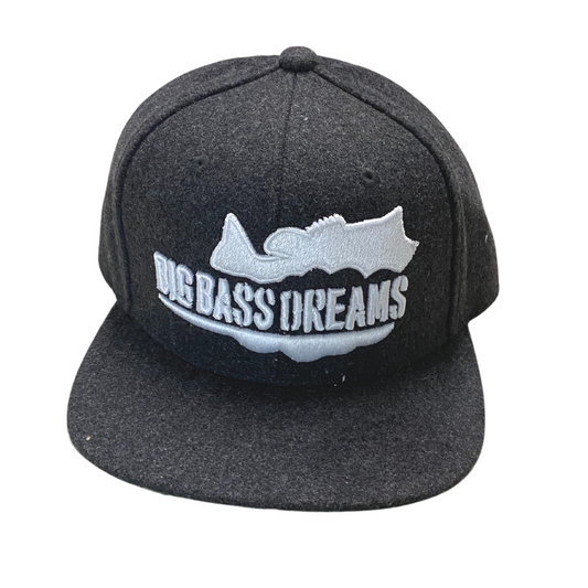 Big Bass Dreams Black Wool Logo Snapback Hat