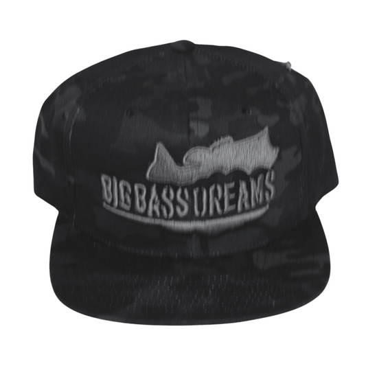 110 Flexfit Big Bass Dreams Black Camo Logo Classic Snapback Hat